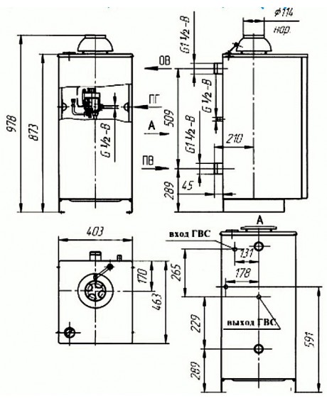 Газовый котел напольный Боринское АОГВ-11,6 (М) - под замену Жуковского 